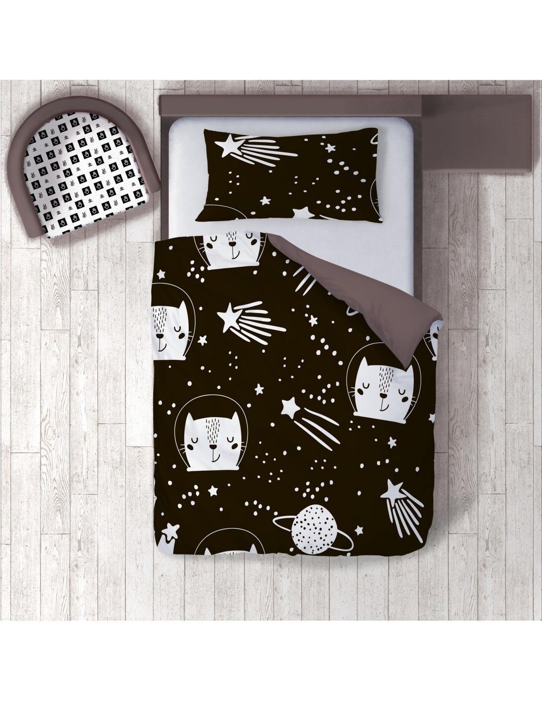 Moon Cat - Couette une place et demi + Taie